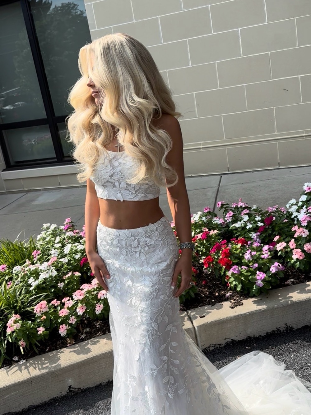 Amarra White Lace Two-Piece Women’s Evening Dress size 2